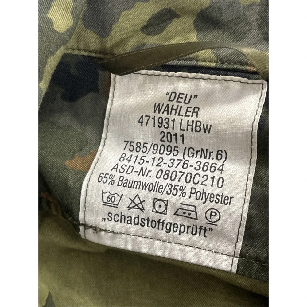 German Bundeswehr Flecktarn Camo Shirt Zip And Snap Closer‎ Long Sleeve Unisex